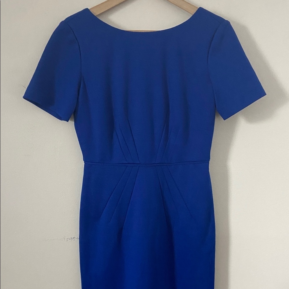Tahari Royal Blue Midi Sheath Dress – Pleated Waist Size - Picture 3 of 8